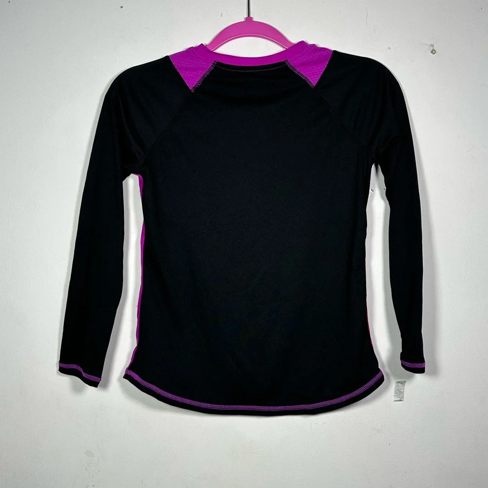 Champion Duo Dry Magenta Black Long Sleeve Athletic Workout Shirt tee L‎ 10-12